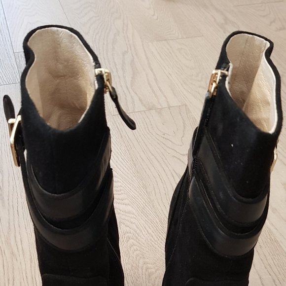 Witchery Wedge Suede Black Booties - Picture 6 of 9